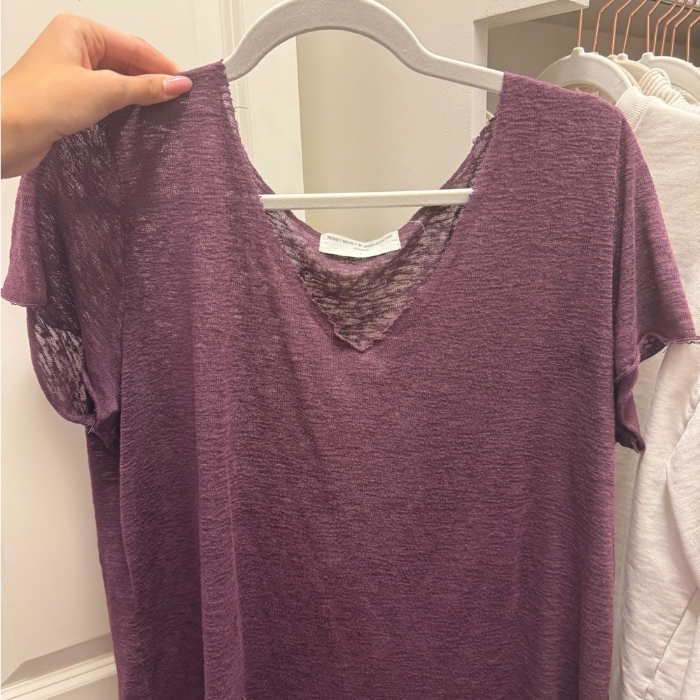 Urban Outfitters Project Social Tee Purple V-Neck Women's Top